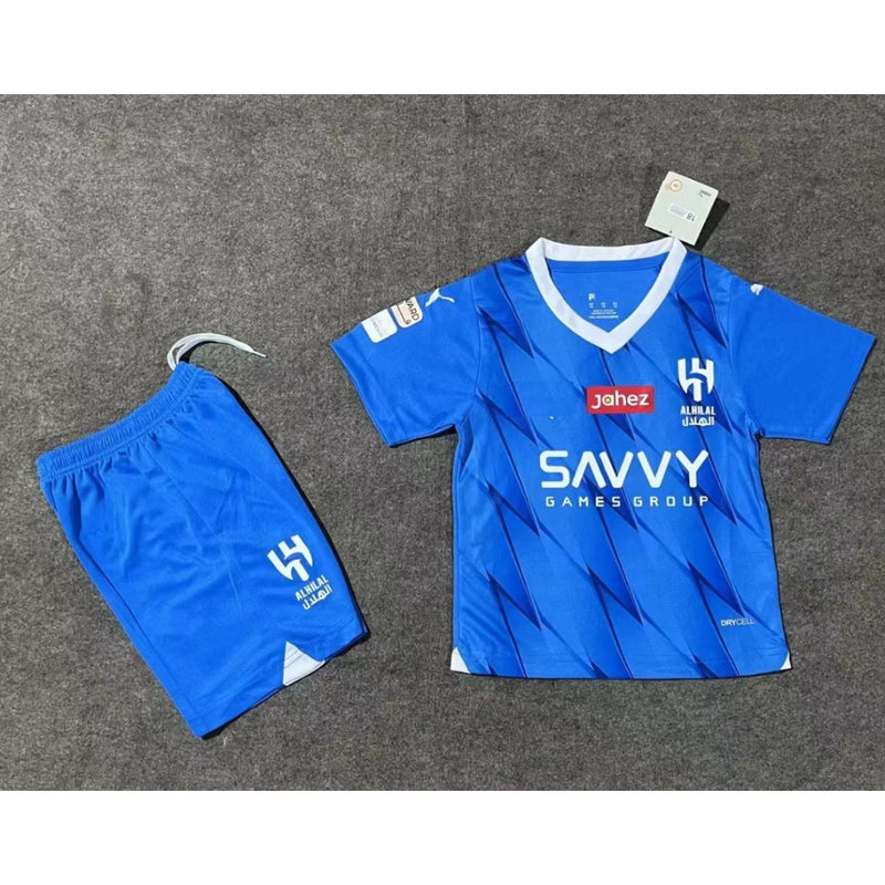 Kit Infantil Nova Camisa Al Hilal + Shorts Azul- 2023/2024