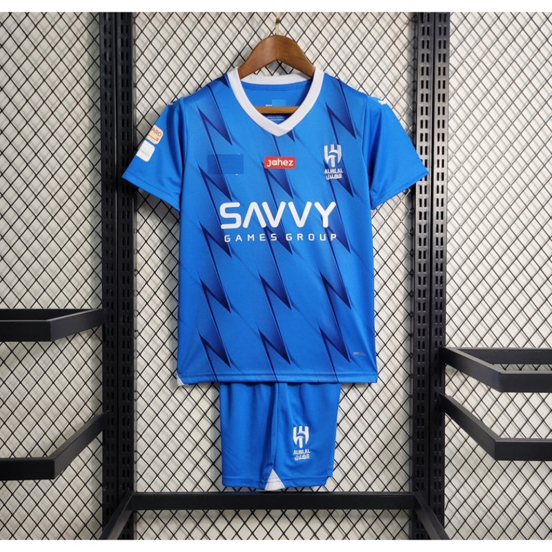 Kit Infantil Nova Camisa Al Hilal + Shorts Azul- 2023/2024