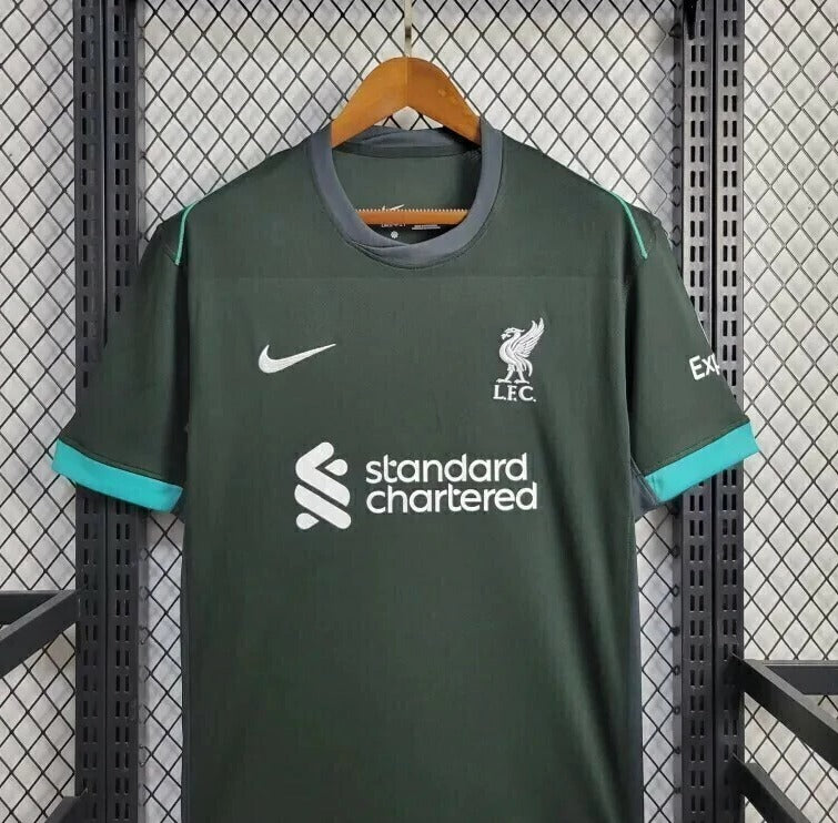 Nova Camisa Liverpool Away 24/25 Nike torcedor - Preto e verde [FRETE GRÁTIS]